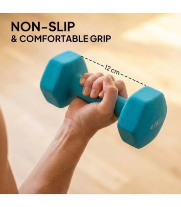 SPORTNOW Hex Dumbbells Set with Dumbbell Rack, Hand Weights for Home Gym Strength Training, 2 x 1kg, 2 x 2kg, 2 x 3kg, 2 x 4kg