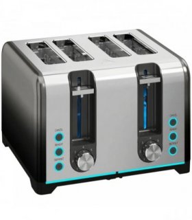 HOMCOM 4 Slice Toaster with 7 Browning Levels, Reheat, Defrost and Cancel Functions