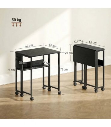 HOMCOM 63 cm Drop Leaf Writing Work Desk - Black