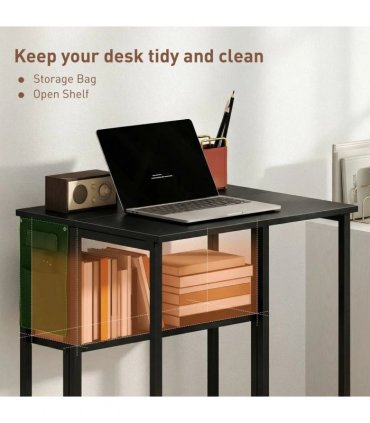 HOMCOM 63 cm Drop Leaf Writing Work Desk - Black