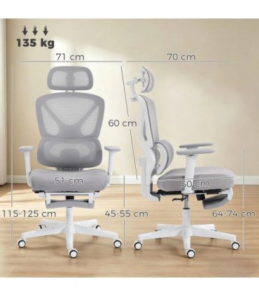 HOMCOM Ergonomic and Adjustable Office Chair - Grey