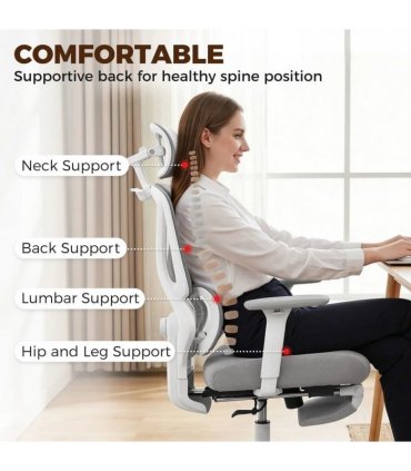 HOMCOM Ergonomic and Adjustable Office Chair - Grey