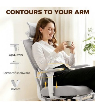 HOMCOM Ergonomic and Adjustable Office Chair - Grey