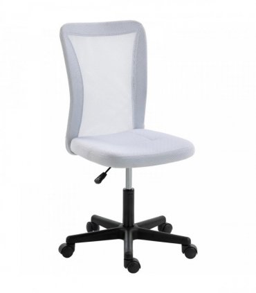 Vinsetto Mesh Office Chair Armless Swivel Executive Computer Desk Chair Adjustable Height Wheels White