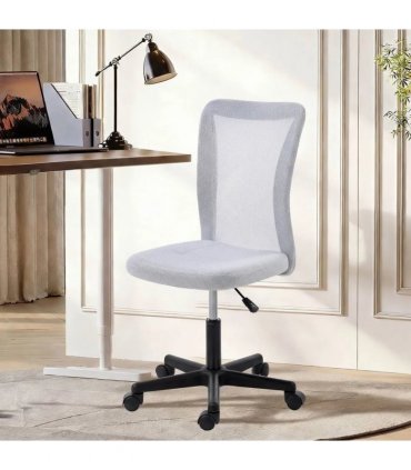 Vinsetto Mesh Office Chair Armless Swivel Executive Computer Desk Chair Adjustable Height Wheels White