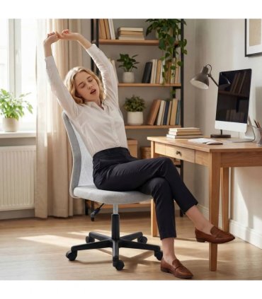 Vinsetto Mesh Office Chair Armless Swivel Executive Computer Desk Chair Adjustable Height Wheels White