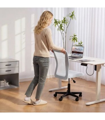 Vinsetto Mesh Office Chair Armless Swivel Executive Computer Desk Chair Adjustable Height Wheels White