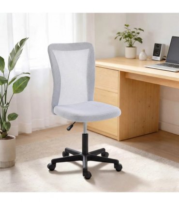 Vinsetto Mesh Office Chair Armless Swivel Executive Computer Desk Chair Adjustable Height Wheels White
