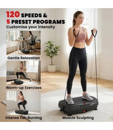 SPORTNOW Vibration Plate Exercise Machine with 120 Speed Levels, 5 Programs, Quiet Vibrating Plate with Resistance Bands