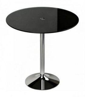 HOMCOM Round Bar Table, Modern Dining Table with Tempered Glass Top and Steel Frame for 4, 70 x 70 x 75.5cm, Black