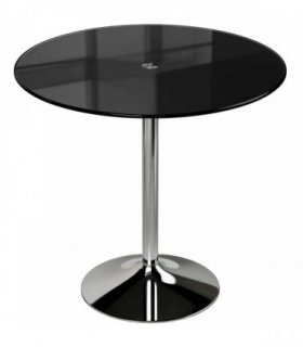 HOMCOM Round Bar Table, Modern Dining Table with Tempered Glass Top and Steel Frame for 4, 80 x 80 x 77cm, Black