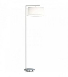 HOMCOM Floor Lamp, Modern Standing Lamp with Linen Lampshade, Round Base for Living Room, Bedroom, Dining Room, 153cm, Silver Tone