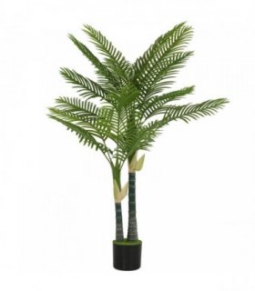 HOMCOM Artificial Palm Tree with 16 PEVA Leaves, 150cm Decorative Artificial Plant with Pot and Moss Effect, Green