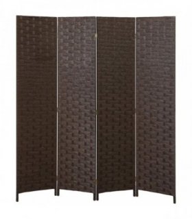 HOMCOM Wave Fibre Freestanding Folding Privacy Screen Panels, Room Divider, Dark Brown