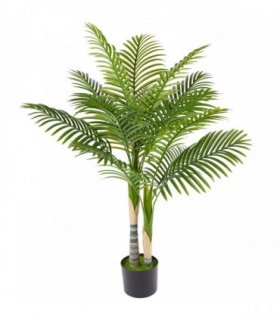 HOMCOM Artificial Palm Tree with 14 PEVA Leaves, 120cm Decorative Artificial Plant with Pot and Moss Effect, Green