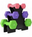 SPORTNOW Hex Dumbbells Set with Dumbbell Rack, Hand Weights for Strength Training Weight Lifting,  2 x 1kg, 2 x 2kg, 2 x 3kg
