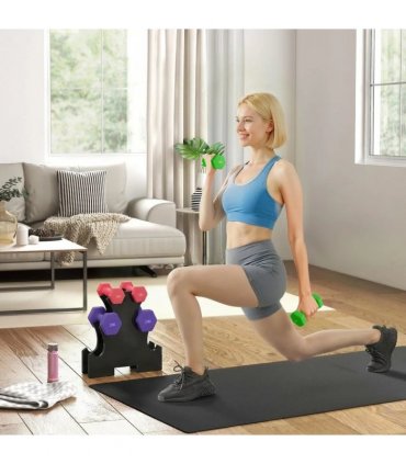 SPORTNOW Hex Dumbbells Set with Dumbbell Rack, Hand Weights for Strength Training Weight Lifting,  2 x 1kg, 2 x 2kg, 2 x 3kg