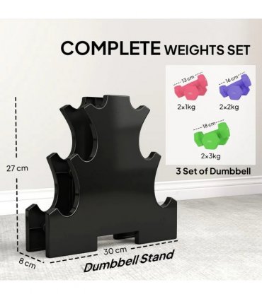 SPORTNOW Hex Dumbbells Set with Dumbbell Rack, Hand Weights for Strength Training Weight Lifting,  2 x 1kg, 2 x 2kg, 2 x 3kg