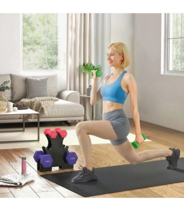 SPORTNOW Hex Dumbbells Set with Dumbbell Rack, Hand Weights for Strength Training Weight Lifting, 2 x 1kg, 2 x 3kg, 2 x 5kg