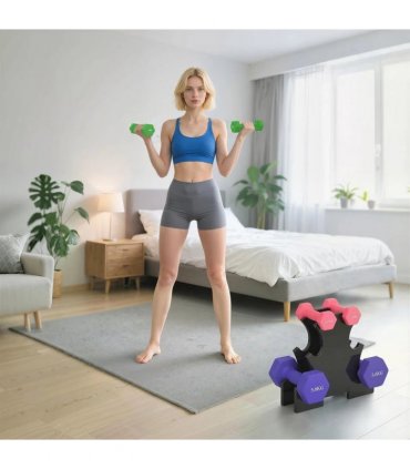 SPORTNOW Hex Dumbbells Set with Dumbbell Rack, Hand Weights for Strength Training Weight Lifting, 2 x 1kg, 2 x 3kg, 2 x 5kg
