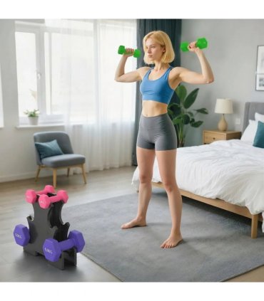 SPORTNOW Hex Dumbbells Set with Dumbbell Rack, Hand Weights for Strength Training Weight Lifting, 2 x 1kg, 2 x 3kg, 2 x 5kg