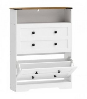 HOMCOM Shoe Cabinet with 2 Flip Drawers, Narrow Shoe Storage Cabinet, White