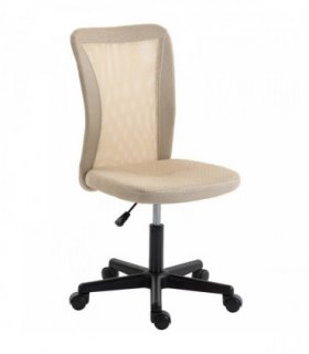 Vinsetto Computer Desk Chair, Mesh Office Chair with Adjustable Height and Swivel Wheels, Armless Study Chair, Beige