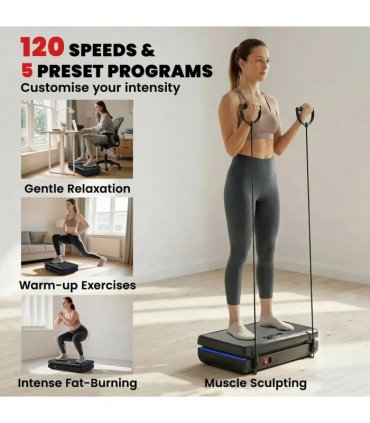 SPORTNOW Vibration Plate Exercise Machine with 120 Speed Levels, 5 Programs, Quiet Vibrating Plate with Resistance Bands
