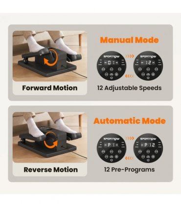 SPORTNOW Under Desk Elliptical Machine with Manual & Auto Modes, 12 Adjustable Speed, Remote Control & LED Monitor for Home