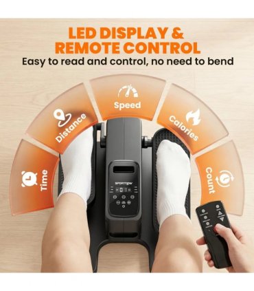 SPORTNOW Under Desk Elliptical Machine with Manual & Auto Modes, 12 Adjustable Speed, Remote Control & LED Monitor for Home