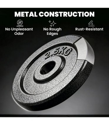 SPORTNOW Weight Plates Set, 1"/2.5cm Weight Disc Pair, 4 x 2.5kg Metal Dumbbell/Barbell Plates for Home Gym