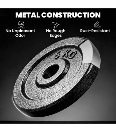 SPORTNOW Weight Plates Set, 1"/2.5cm Weight Disc Pair, 4 x 5kg Metal Dumbbell/Barbell Plates for Home Gym