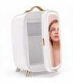 HOMCOM Skincare Refrigerator, 6L Mini Cosmetic Fridge with LED Mirror, Cooling Function for Bedroom, Skincare, Office, White