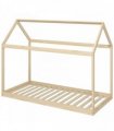 HOMCOM Single Bed Frame, House Scandinavian Wooden Bed Frame for 90W x 190Dcm Mattress, Pine Wood Bed Base, Natural Wood Finish