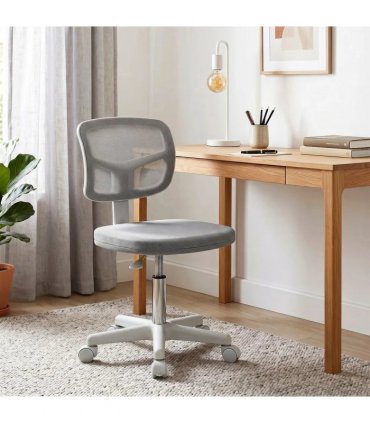 Vinsetto Small Office Chair without Arms, Ergonomic Swivel Mesh Desk Chair with Curved Back, Dark Grey