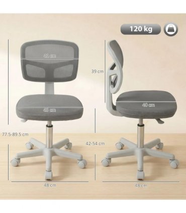 Vinsetto Small Office Chair without Arms, Ergonomic Swivel Mesh Desk Chair with Curved Back, Dark Grey