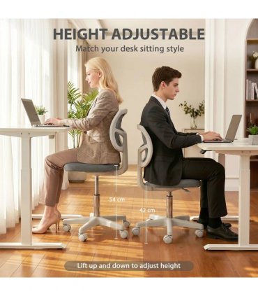 Vinsetto Small Office Chair without Arms, Ergonomic Swivel Mesh Desk Chair with Curved Back, Dark Grey