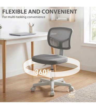 Vinsetto Small Office Chair without Arms, Ergonomic Swivel Mesh Desk Chair with Curved Back, Dark Grey