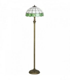 HOMCOM Tiffany-Style Floor Lamp with Handcrafted Stained Glass Shade, 152cm Tall Vintage Standing Lamp, Bronze Tone and Green