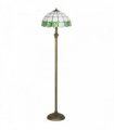 HOMCOM Tiffany-Style Floor Lamp with Handcrafted Stained Glass Shade, 152cm Tall Vintage Standing Lamp, Bronze Tone and Green