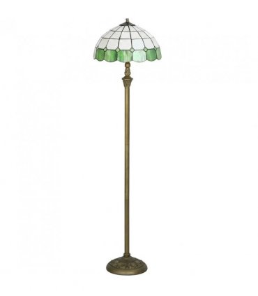 HOMCOM Tiffany-Style Floor Lamp with Handcrafted Stained Glass Shade, 152cm Tall Vintage Standing Lamp, Bronze Tone and Green