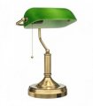 HOMCOM Desk Lamp with USB Ports, Banker's Table Lamp Desk Lamp with Vintage Bronze Tone Base and Pull Rope Switch, Green