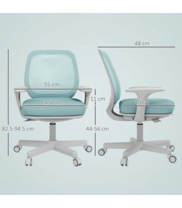 Vinsetto 44-56cm Mesh Back Office Chair - Light Green