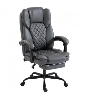 HOMCOM Executive Home Office Chair Reclining Function Footrest Computer Desk Chair High Back, Grey