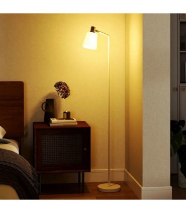 HOMCOM Modern Standing Lamp, Floor Lamp with 350° Rotatable Head for Living Room, White
