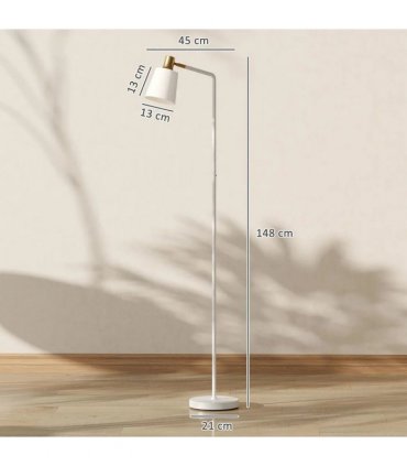 HOMCOM Modern Standing Lamp, Floor Lamp with 350° Rotatable Head for Living Room, White