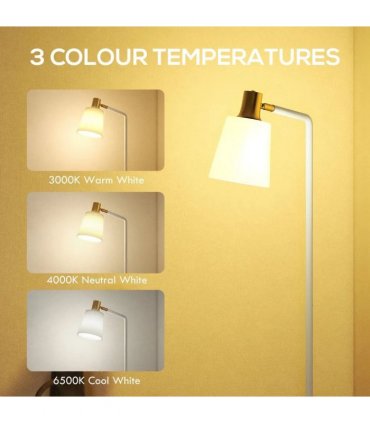 HOMCOM Modern Standing Lamp, Floor Lamp with 350° Rotatable Head for Living Room, White