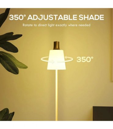 HOMCOM Modern Standing Lamp, Floor Lamp with 350° Rotatable Head for Living Room, White