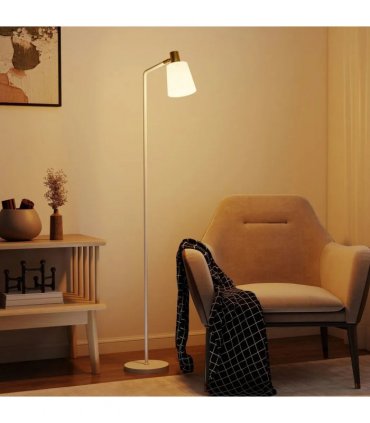 HOMCOM Modern Standing Lamp, Floor Lamp with 350° Rotatable Head for Living Room, White