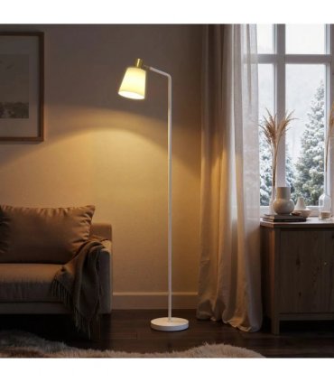 HOMCOM Modern Standing Lamp, Floor Lamp with 350° Rotatable Head for Living Room, White